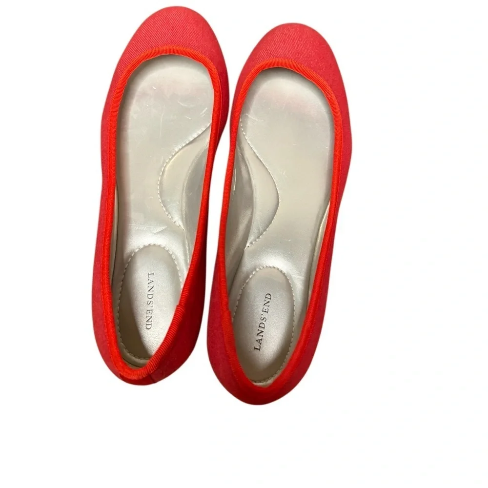 Lands' End Knit Denim Women's Red Ballet Flats-NWOT Size 7.5D